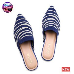 Knitted Mesh Ballet Flats Pointed Toe Mules Walking Shoes